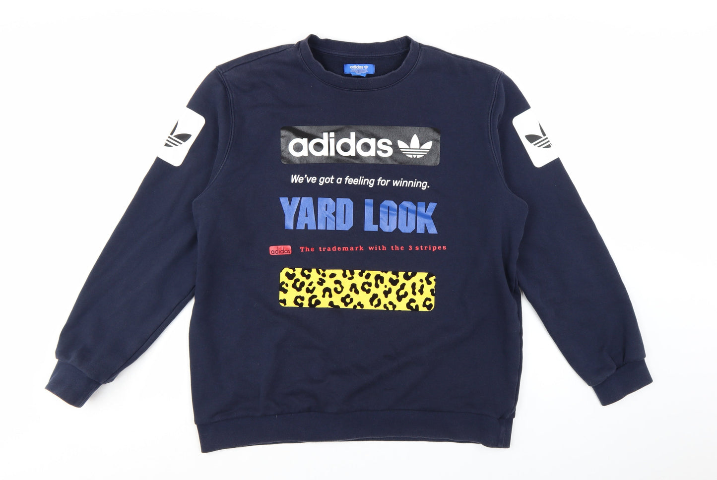 Adidas Women Navy Blue XL Pullover Sweatshirt with Graphic Print