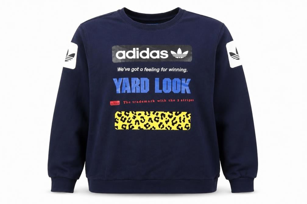 Adidas Women Navy Blue XL Pullover Sweatshirt with Graphic Print
