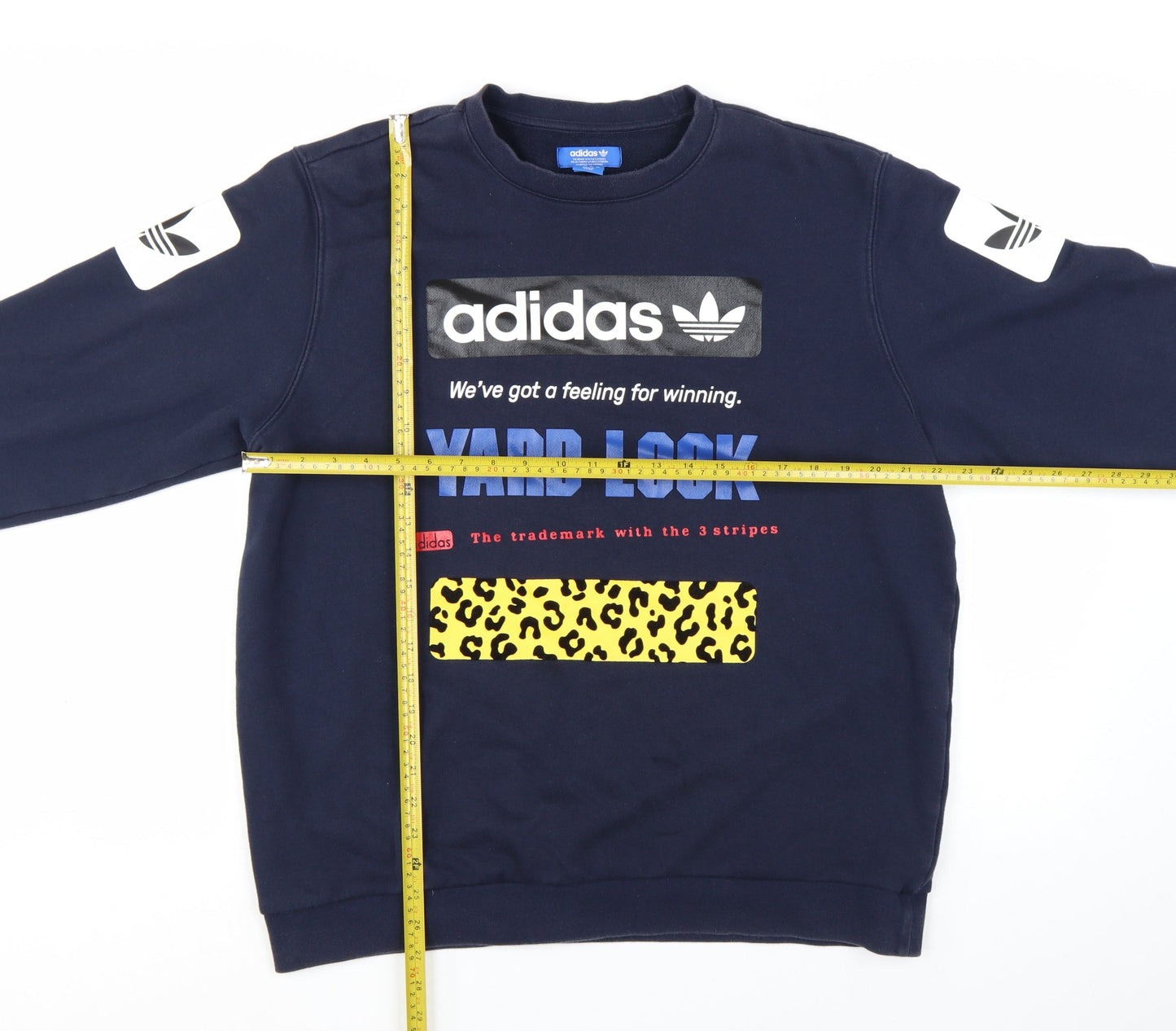 Adidas Women Navy Blue XL Pullover Sweatshirt with Graphic Print
