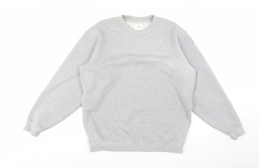 Adidas Men’s Grey Pullover Sweatshirt L Regular Fit Crew Neck