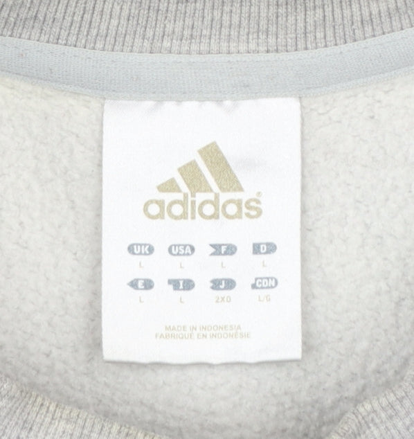 Adidas Men’s Grey Pullover Sweatshirt L Regular Fit Crew Neck