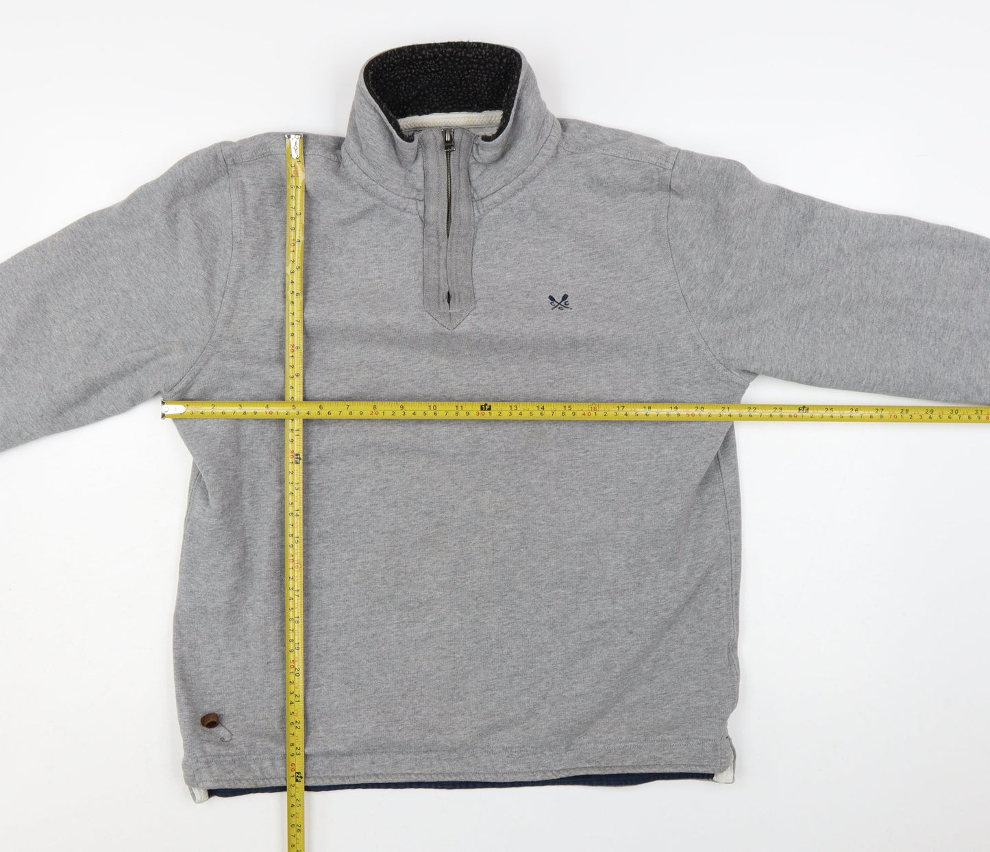 Crew Clothing Co. Mens Grey 1/4 Zip Sweatshirt Size L Regular Fit