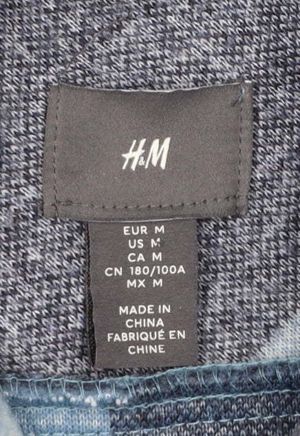 H&M Men’s Blue Checked Fleece Jacket Size M Regular Fit