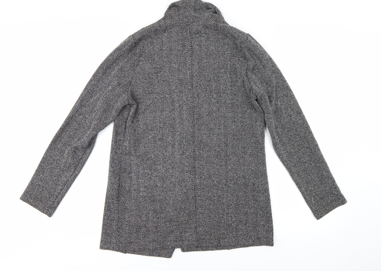 Dorothy Perkins Women Grey Herringbone Tweed Shawl Blazer UK 10