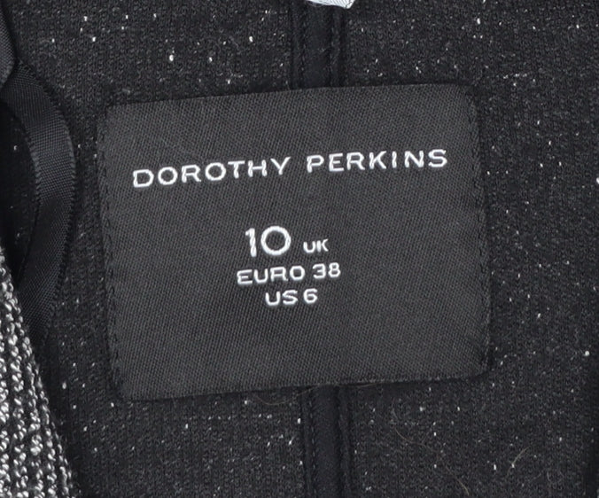 Dorothy Perkins Women Grey Herringbone Tweed Shawl Blazer UK 10