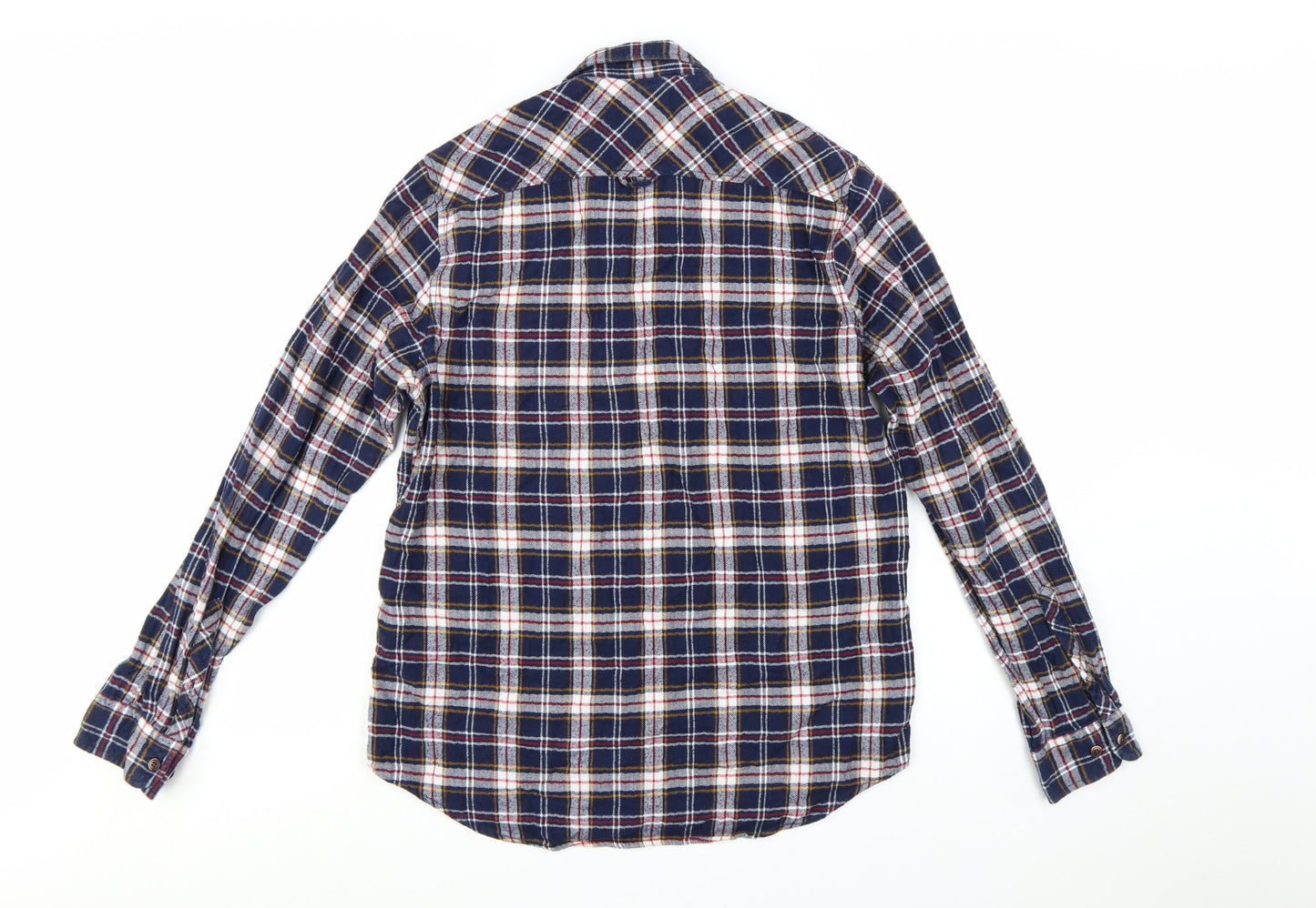 Superdry Men's Blue Flannel Plaid Long Sleeve Button-Up Shirt L