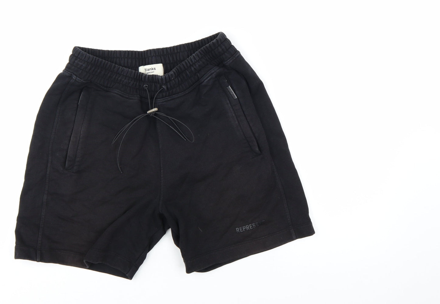 Represent Mens Black Sweat Shorts S Elastic Waist Casual