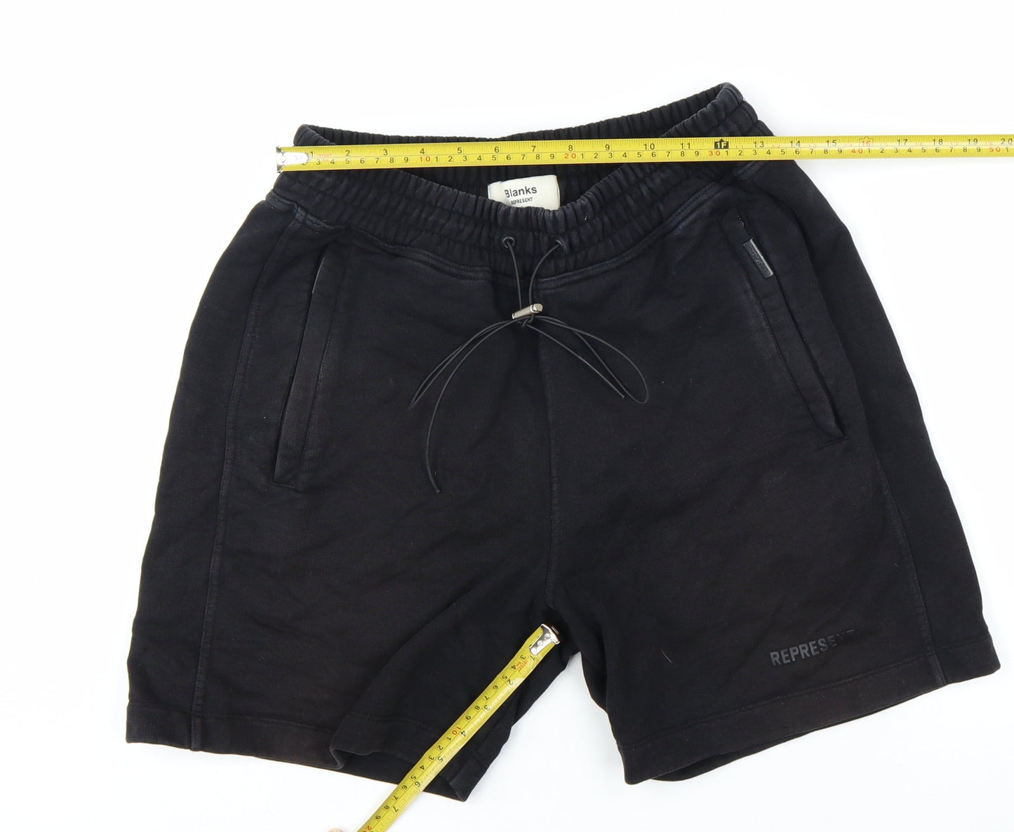 Represent Mens Black Sweat Shorts S Elastic Waist Casual