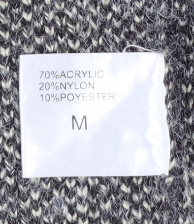 Anonymous Women Grey Geometric Knit Open Cardigan M