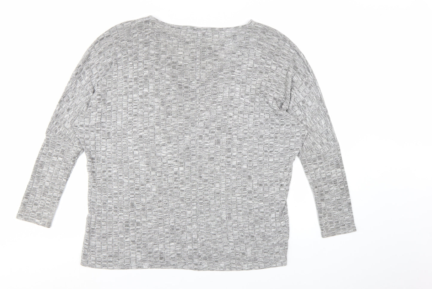 Lipsy Women Grey Long Sleeve V-Neck Jersey Top Size 12