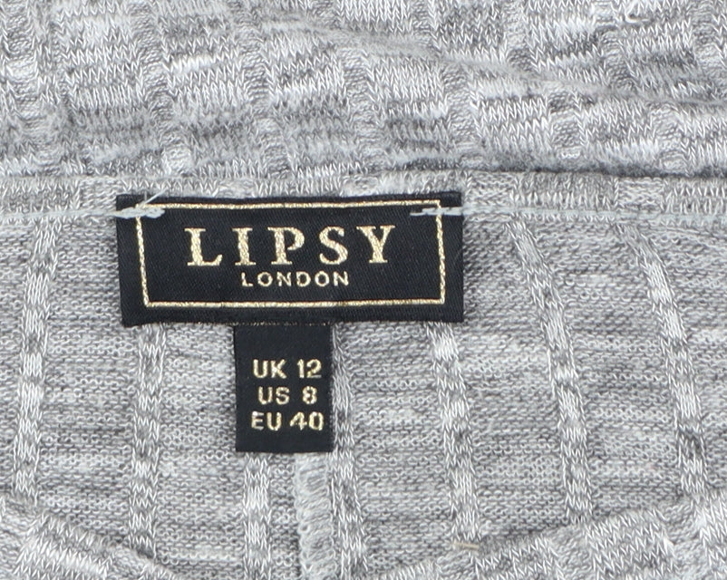 Lipsy Women Grey Long Sleeve V-Neck Jersey Top Size 12