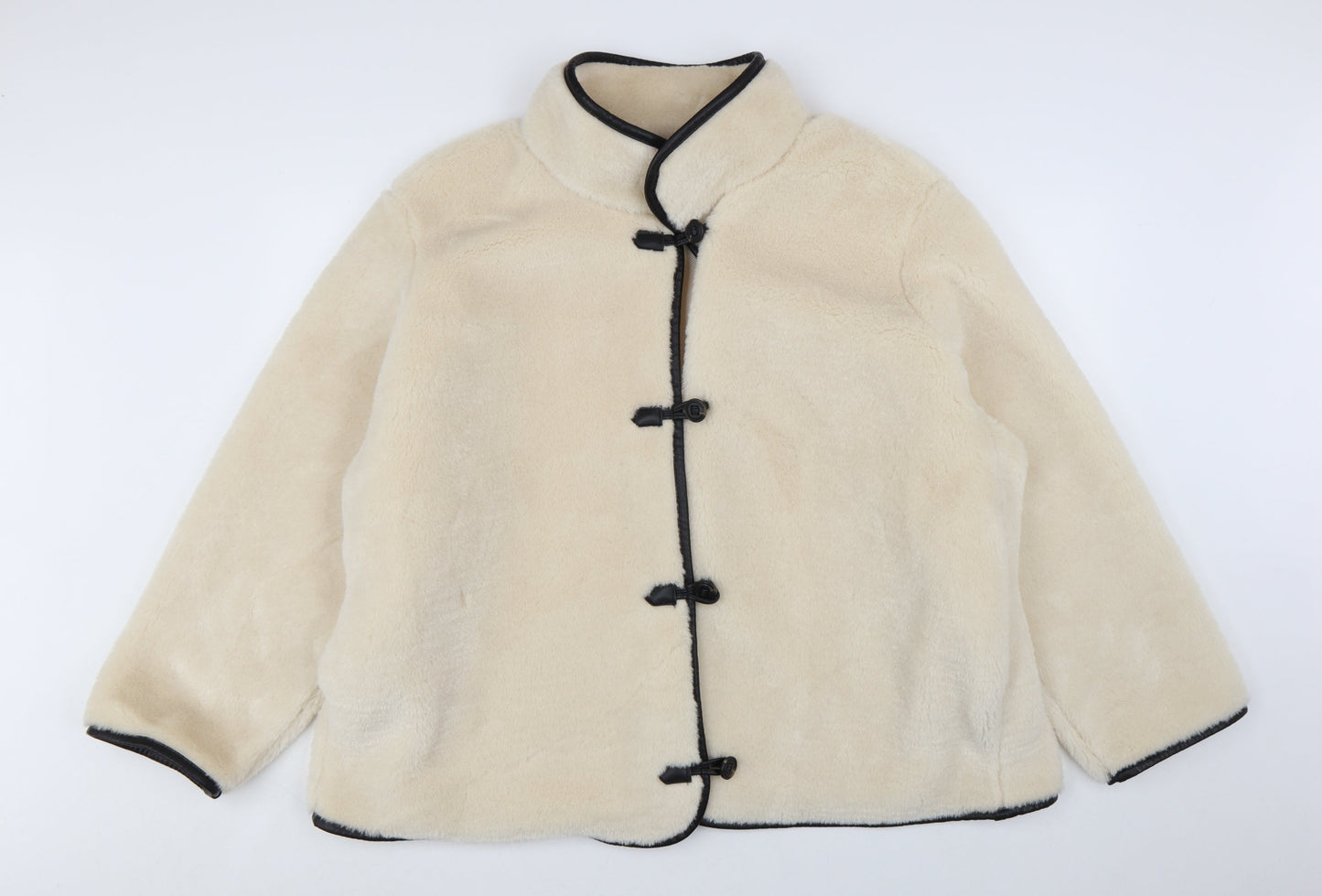 H&M Women’s Ivory Faux Fur Jacket Size 18 Classic Mid-Length
