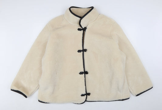 H&M Women’s Ivory Faux Fur Jacket Size 18 Classic Mid-Length