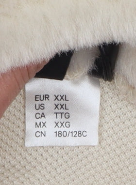H&M Women’s Ivory Faux Fur Jacket Size 18 Classic Mid-Length