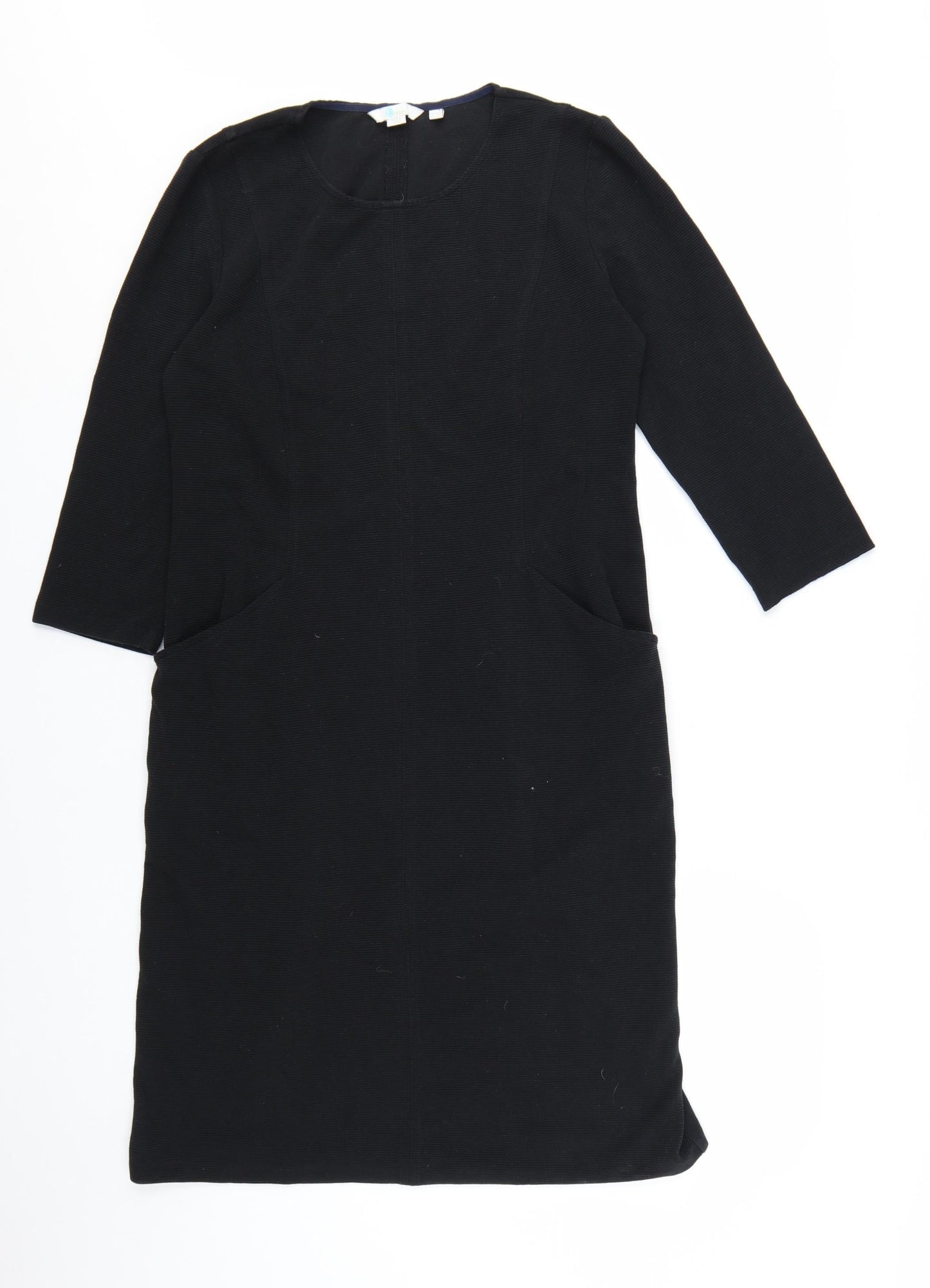 Boden Women Black Shift Dress Size 12L 3/4 Sleeve Knee Length Workwear