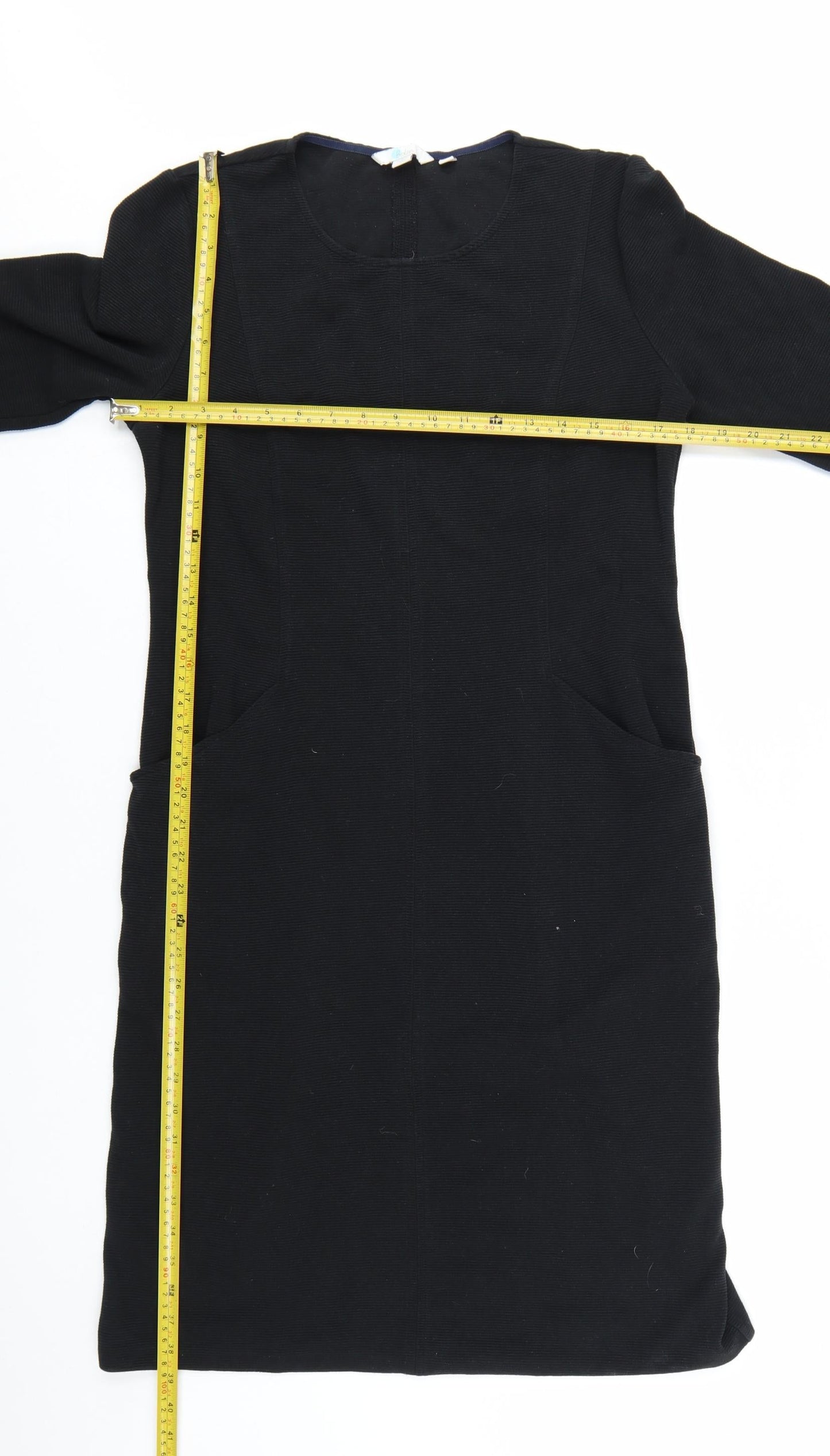 Boden Women Black Shift Dress Size 12L 3/4 Sleeve Knee Length Workwear