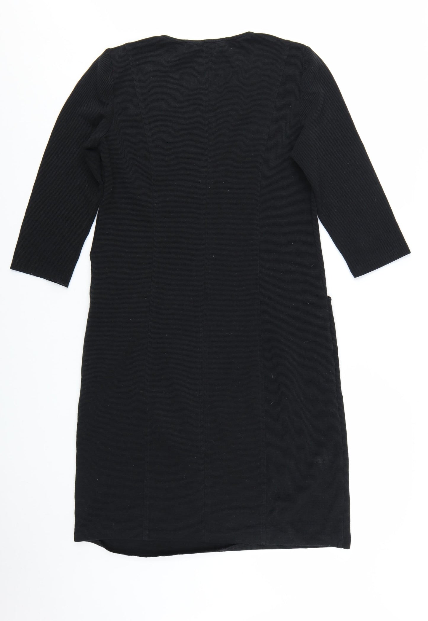 Boden Women Black Shift Dress Size 12L 3/4 Sleeve Knee Length Workwear