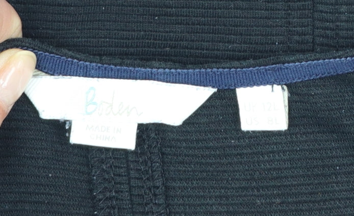Boden Women Black Shift Dress Size 12L 3/4 Sleeve Knee Length Workwear