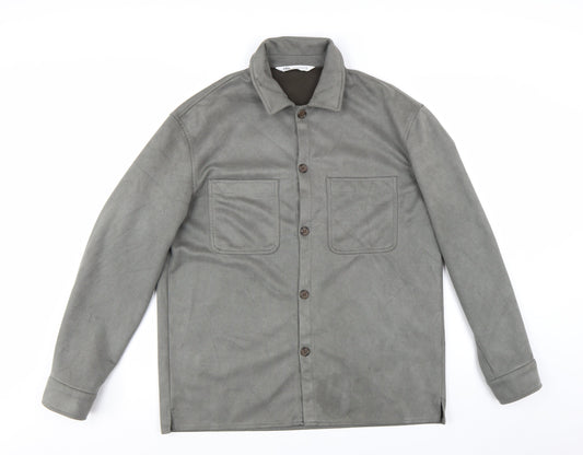 ZARA Men's Grey Casual Cotton Twill Button Jacket M