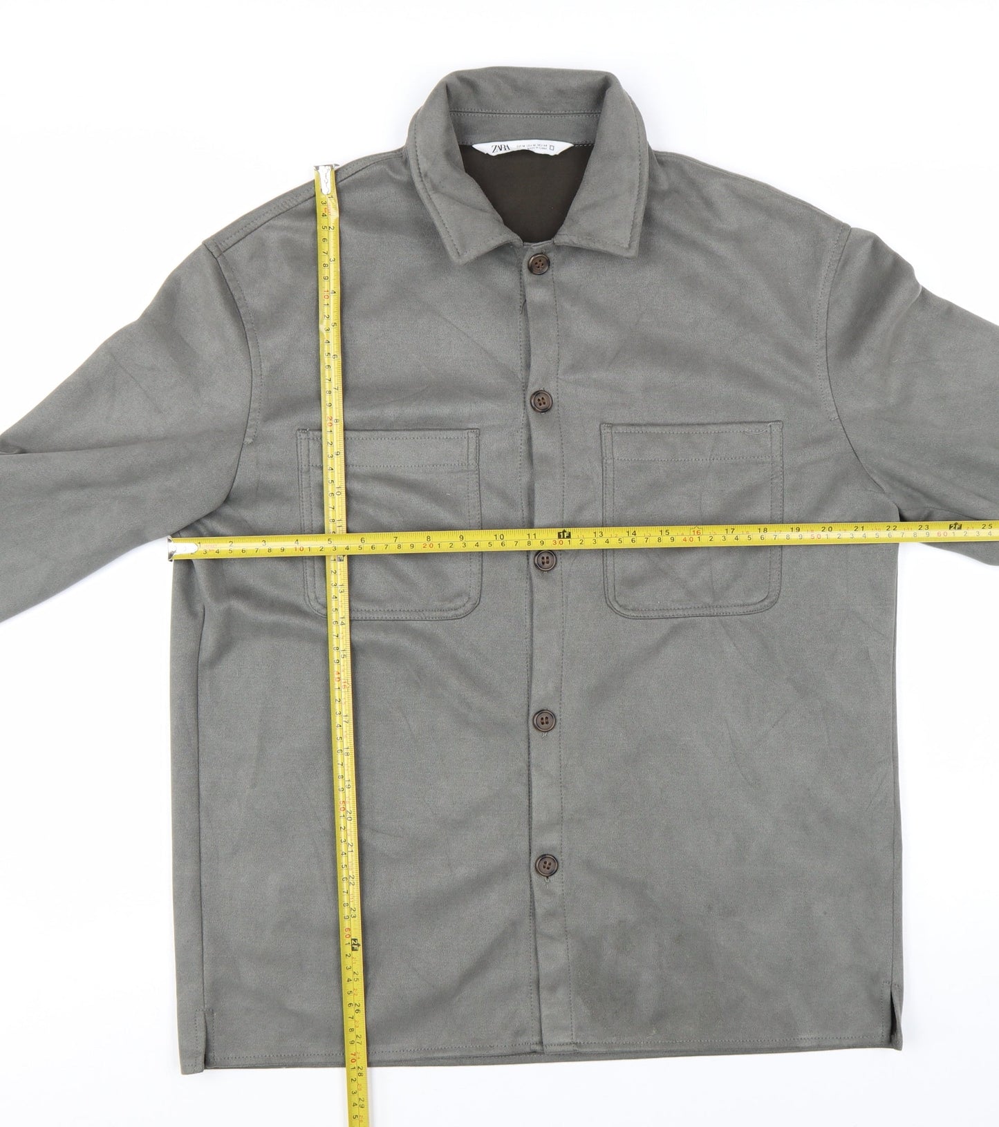 ZARA Men's Grey Casual Cotton Twill Button Jacket M