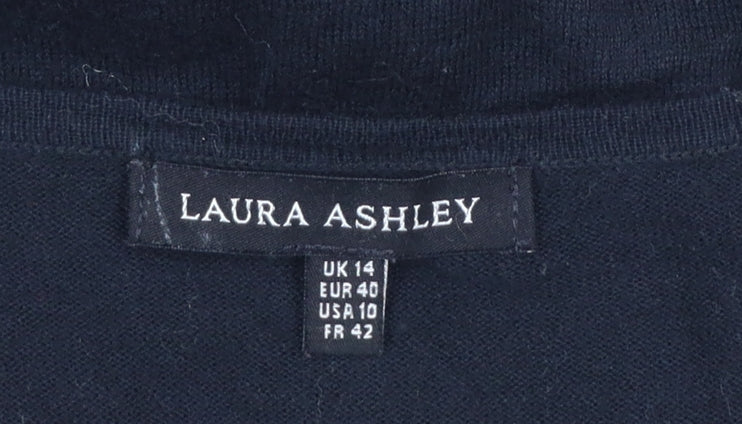 Laura Ashley Women's Black Beaded Collar 3/4 Sleeve Cardigan Size 14