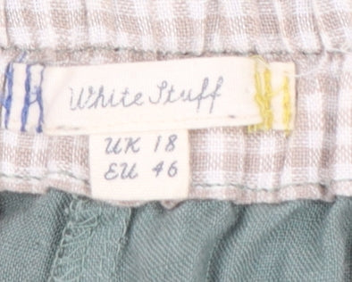 White Stuff Womens Green Linen Cropped Trousers Size 18