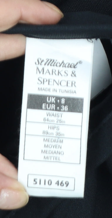 Marks and Spencer Women’s Black Size 8 Pleated Regular Fit Trousers