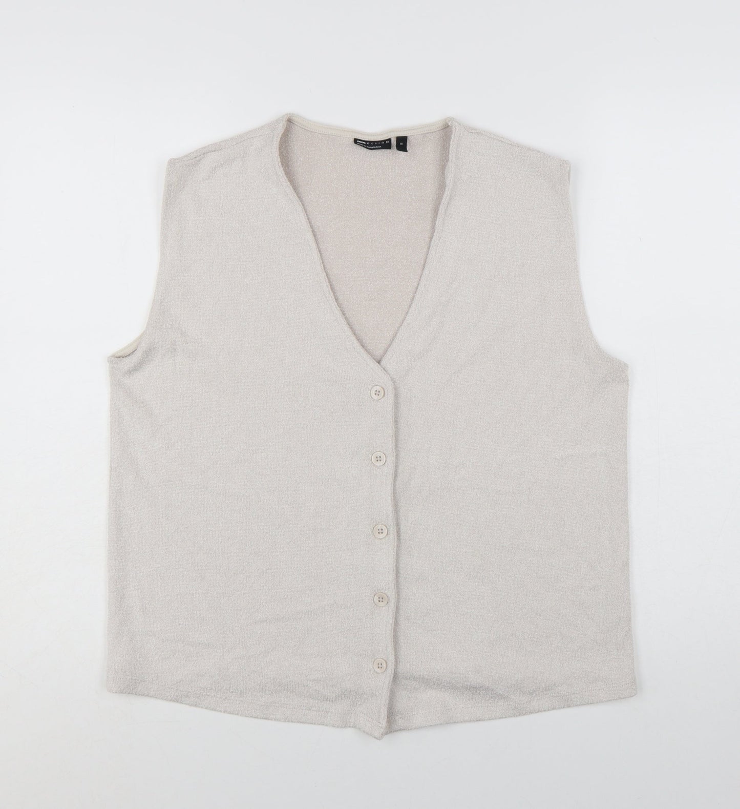 ASOS DESIGN Women’s Beige Sleeveless V-Neck Button Blouse Size S