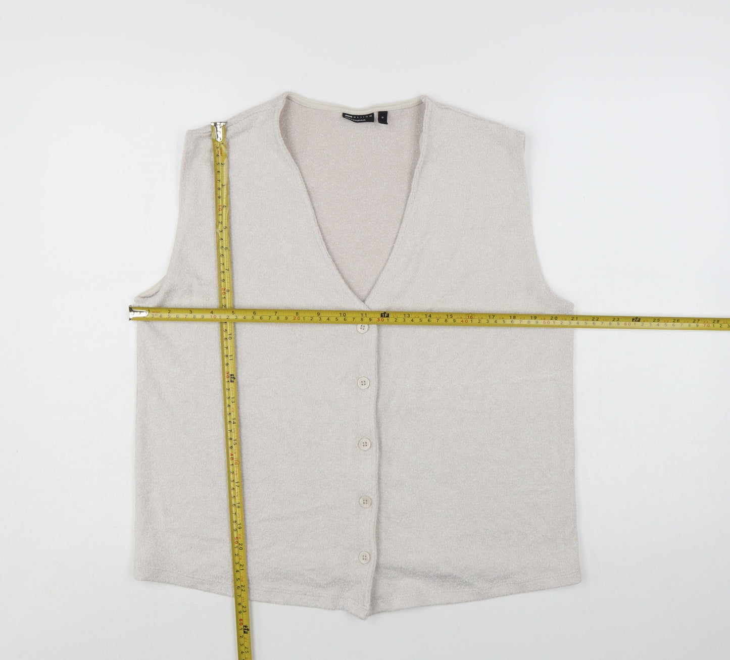 ASOS DESIGN Women’s Beige Sleeveless V-Neck Button Blouse Size S