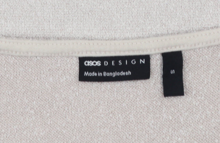 ASOS DESIGN Women’s Beige Sleeveless V-Neck Button Blouse Size S