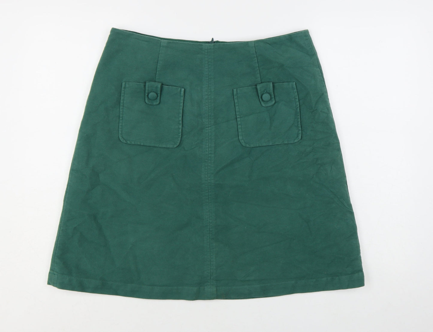 Boden Women Green Size 10 A-Line Cotton Stretch Knee Length Skirt