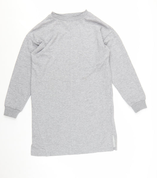 River Island Women Grey Size 10 Long Sleeve T-Shirt Dress