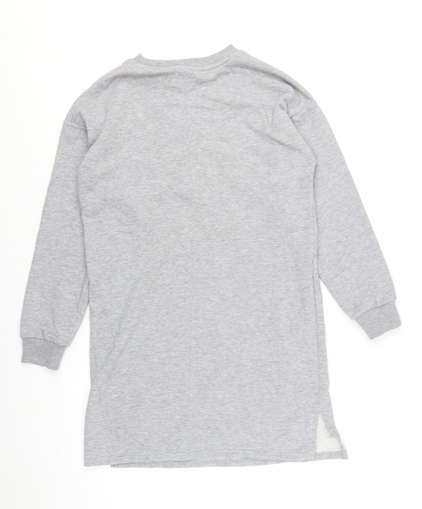 River Island Women Grey Size 10 Long Sleeve T-Shirt Dress