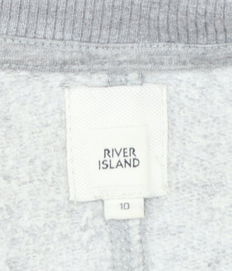 River Island Women Grey Size 10 Long Sleeve T-Shirt Dress