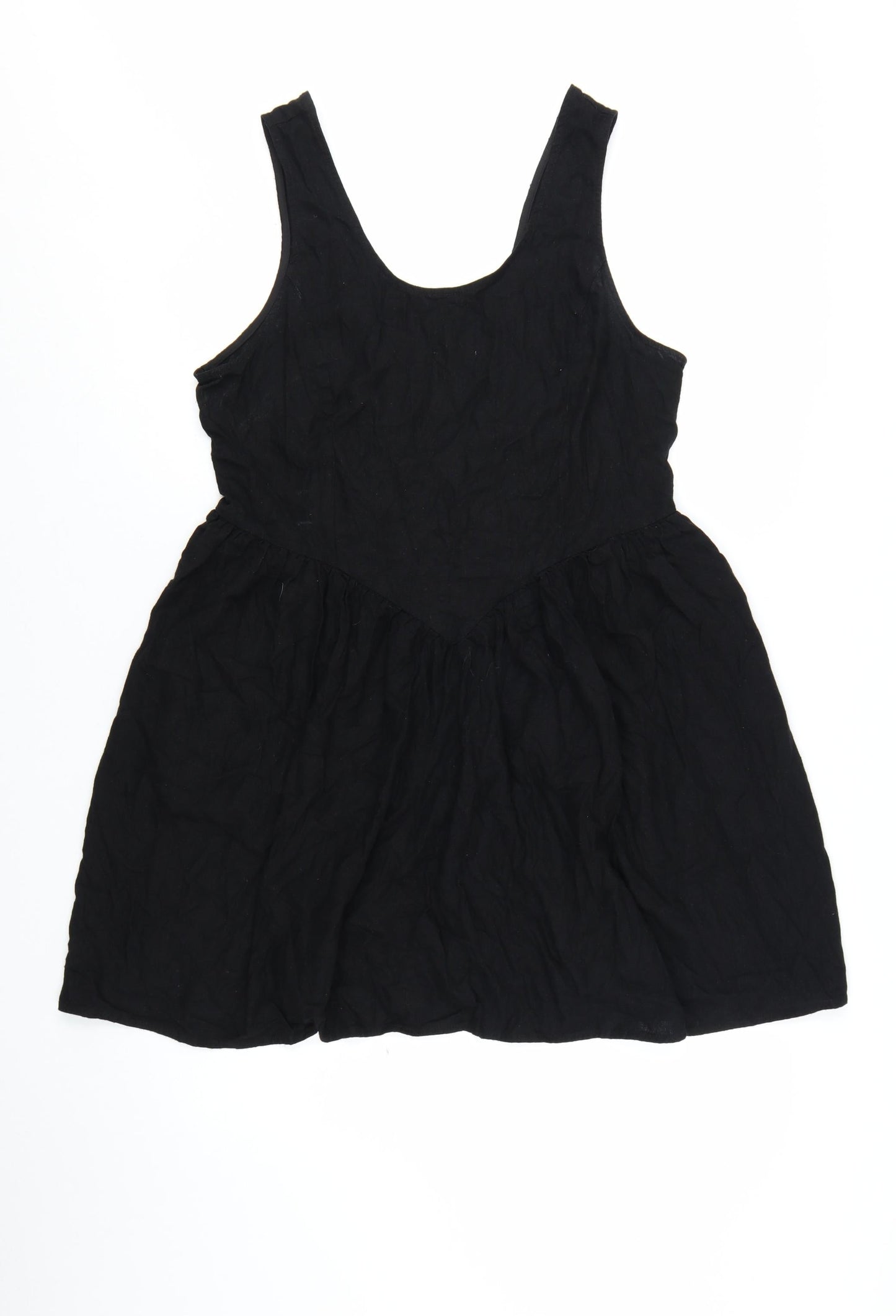 Next Women Black Size 18 Skater Dress Sleeveless Linen Blend