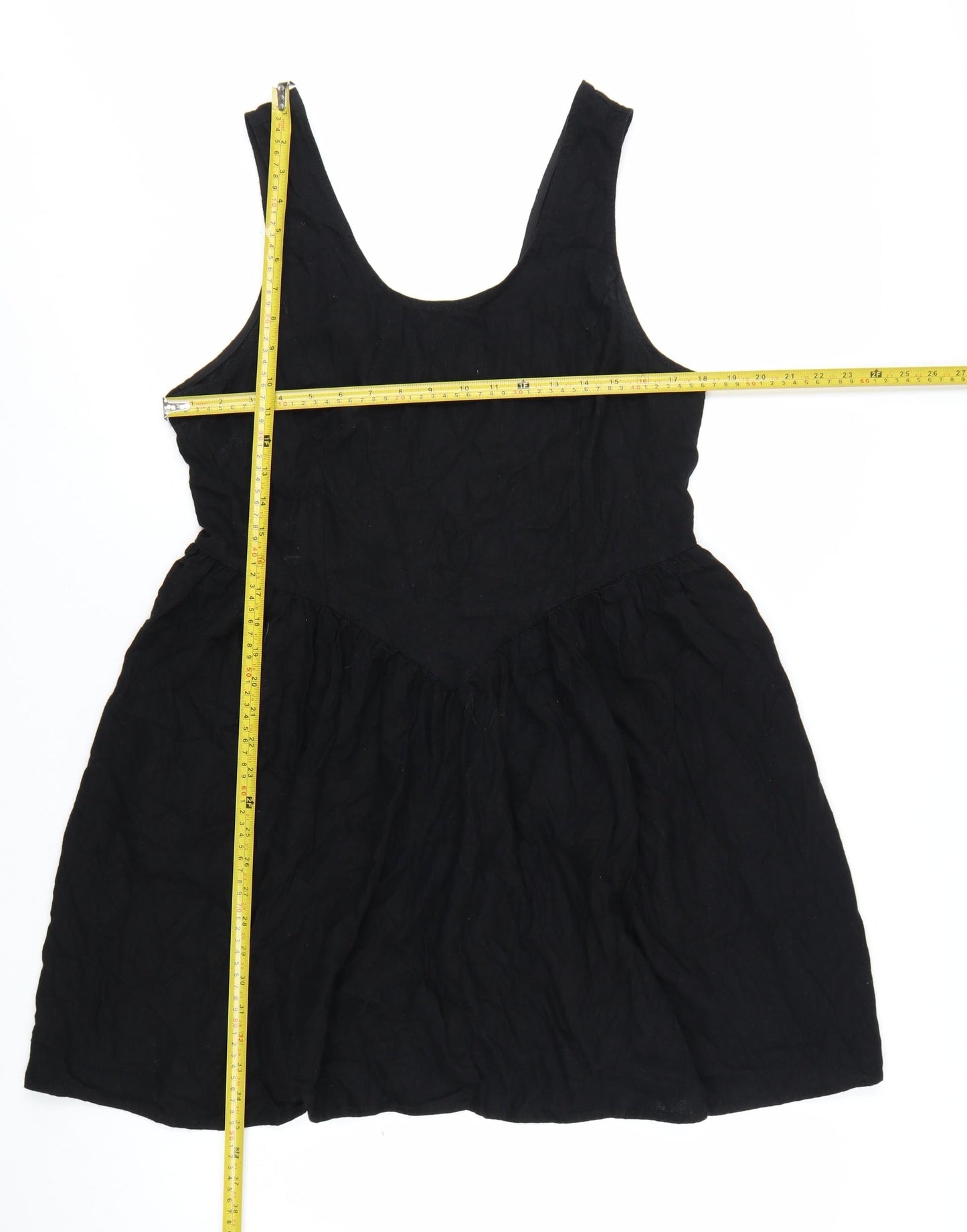 Next Women Black Size 18 Skater Dress Sleeveless Linen Blend