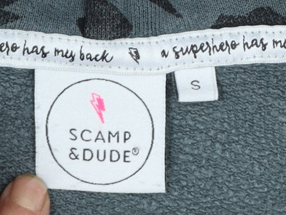 Scamp & Dude Women Grey Black Animal Print Pullover Hoodie Small
