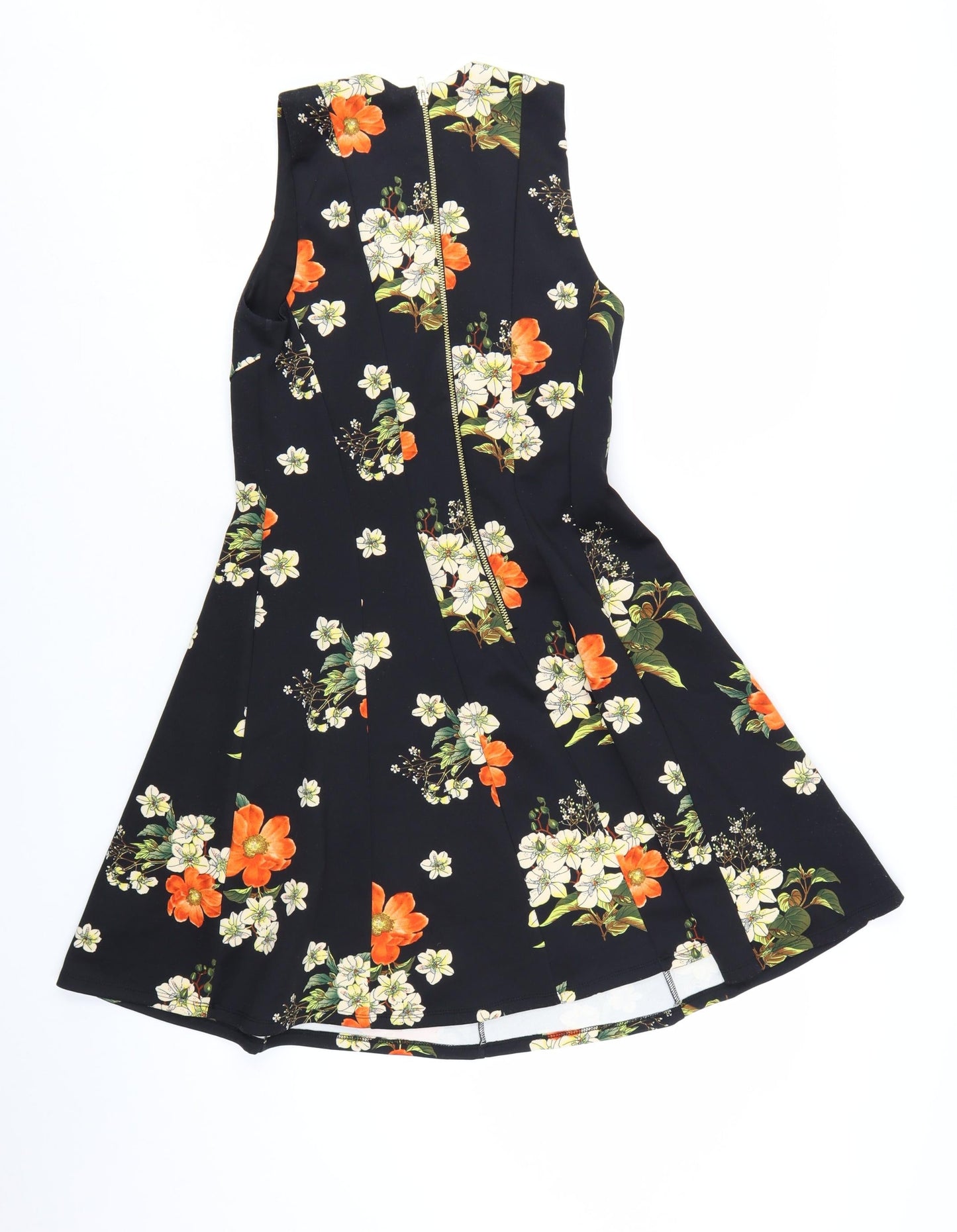 Guess Women's Black Floral Fit & Flare Sleeveless Dress M