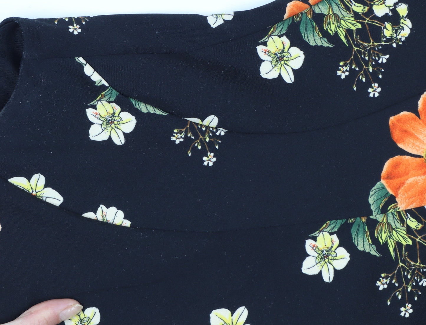 Guess Women's Black Floral Fit & Flare Sleeveless Dress M