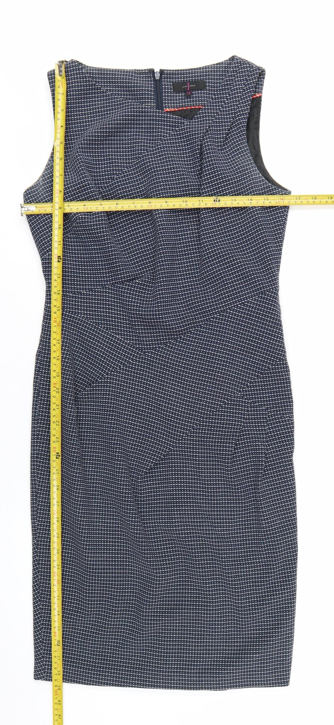 Jasper Conran Women's Blue Geometric Sheath Dress Size 12