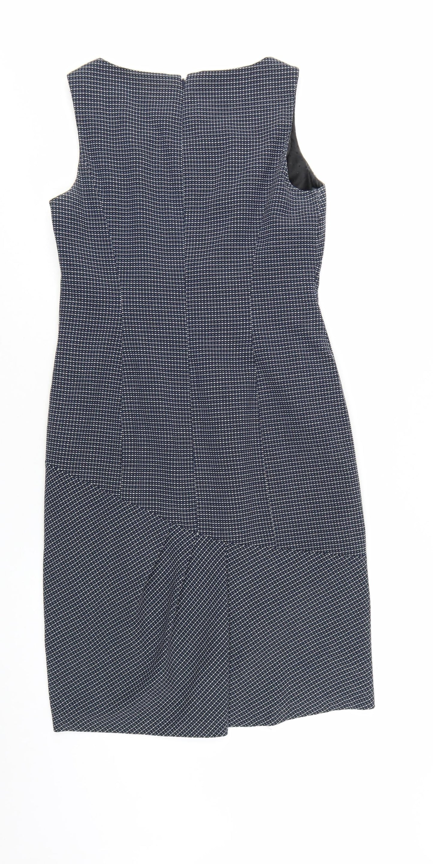 Jasper Conran Women's Blue Geometric Sheath Dress Size 12