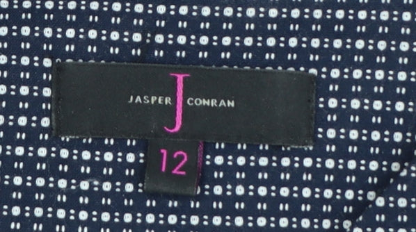 Jasper Conran Women's Blue Geometric Sheath Dress Size 12