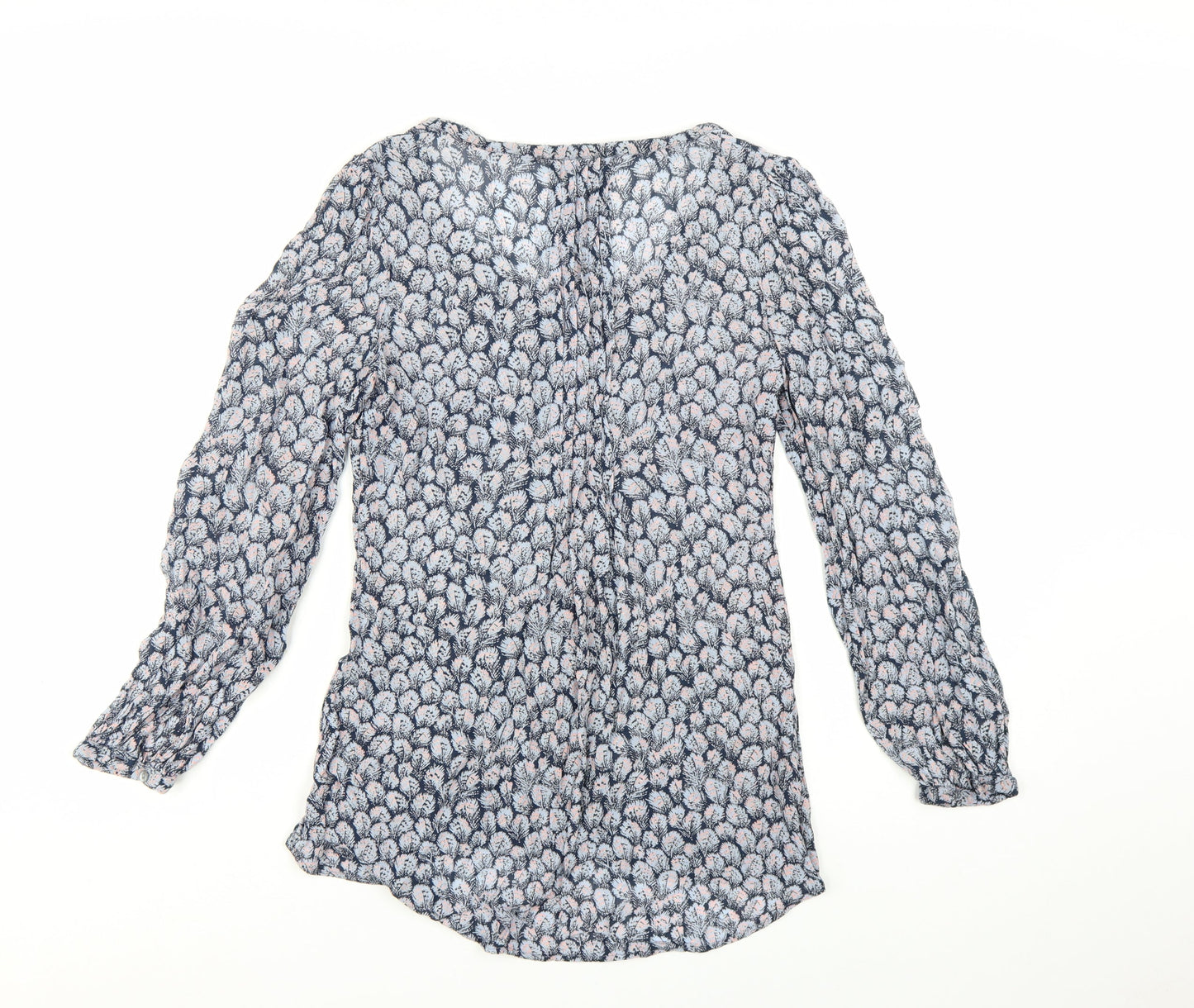 Monsoon Women Blue Floral Long Sleeve Viscose Tunic Blouse UK 10