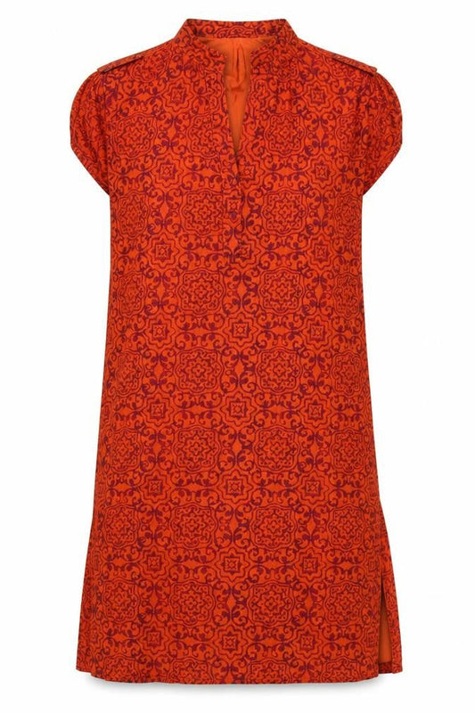 GAP Women’s Orange Cotton Shift Dress S Boho Geometric Pattern