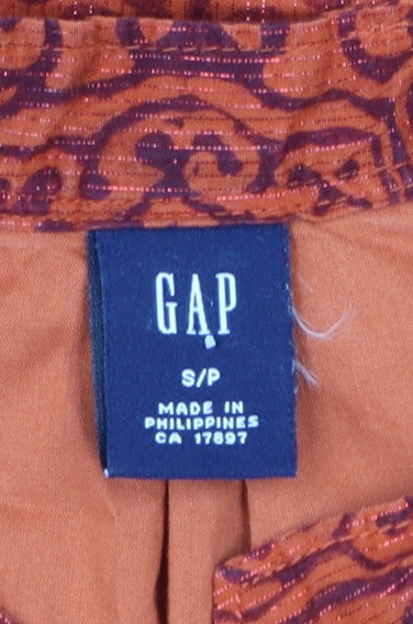 GAP Women’s Orange Cotton Shift Dress S Boho Geometric Pattern