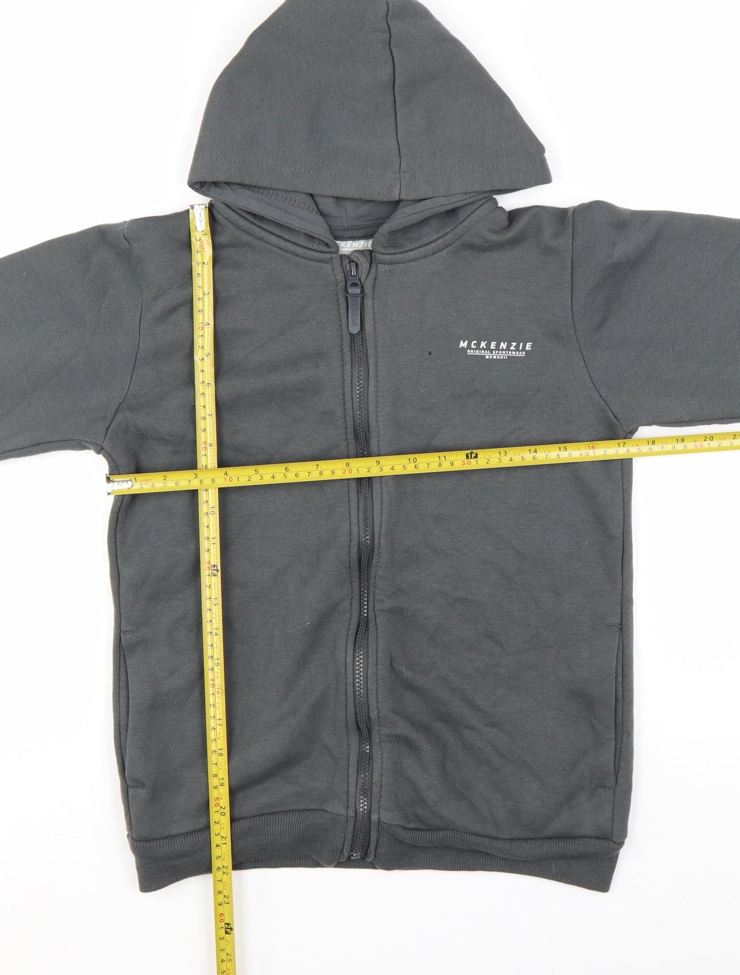 McKenzie Boys Grey Full Zip Hoodie 13-15 Years Cotton Blend Sportswear