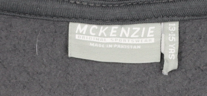 McKenzie Boys Grey Full Zip Hoodie 13-15 Years Cotton Blend Sportswear