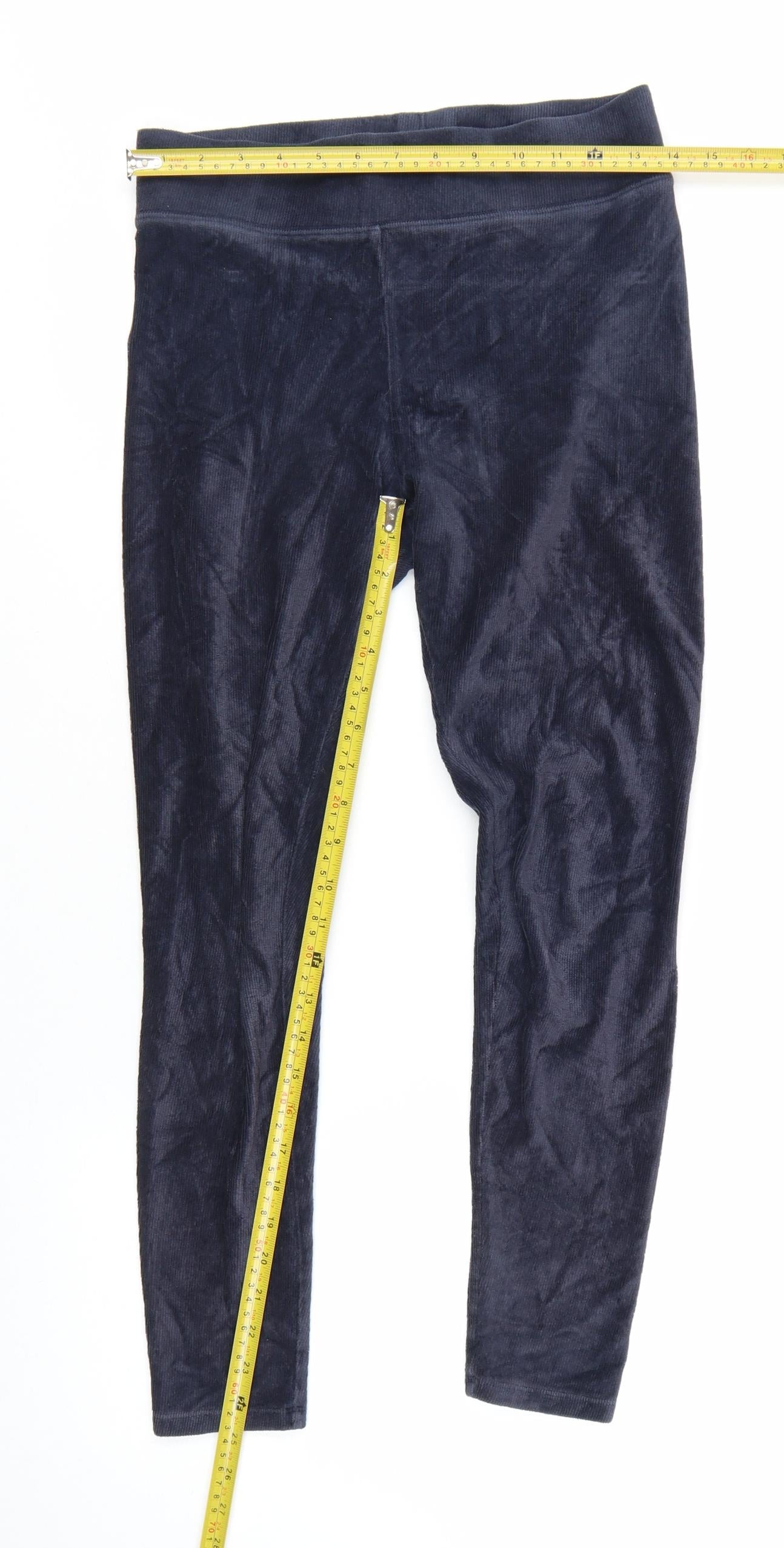Marks and Spencer Women Midnight Blue Velvet Leggings Size 10 Short