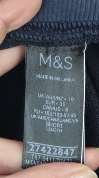 Marks and Spencer Women Midnight Blue Velvet Leggings Size 10 Short