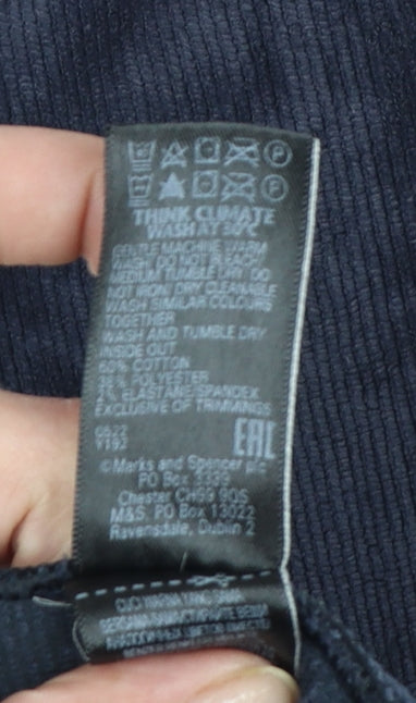 Marks and Spencer Women Midnight Blue Velvet Leggings Size 10 Short